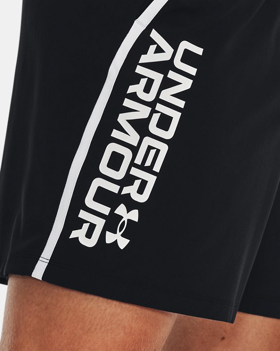 Men's UA Qualifier 5" Wordmark Shorts, Black, pdpMainDesktop image number 3
